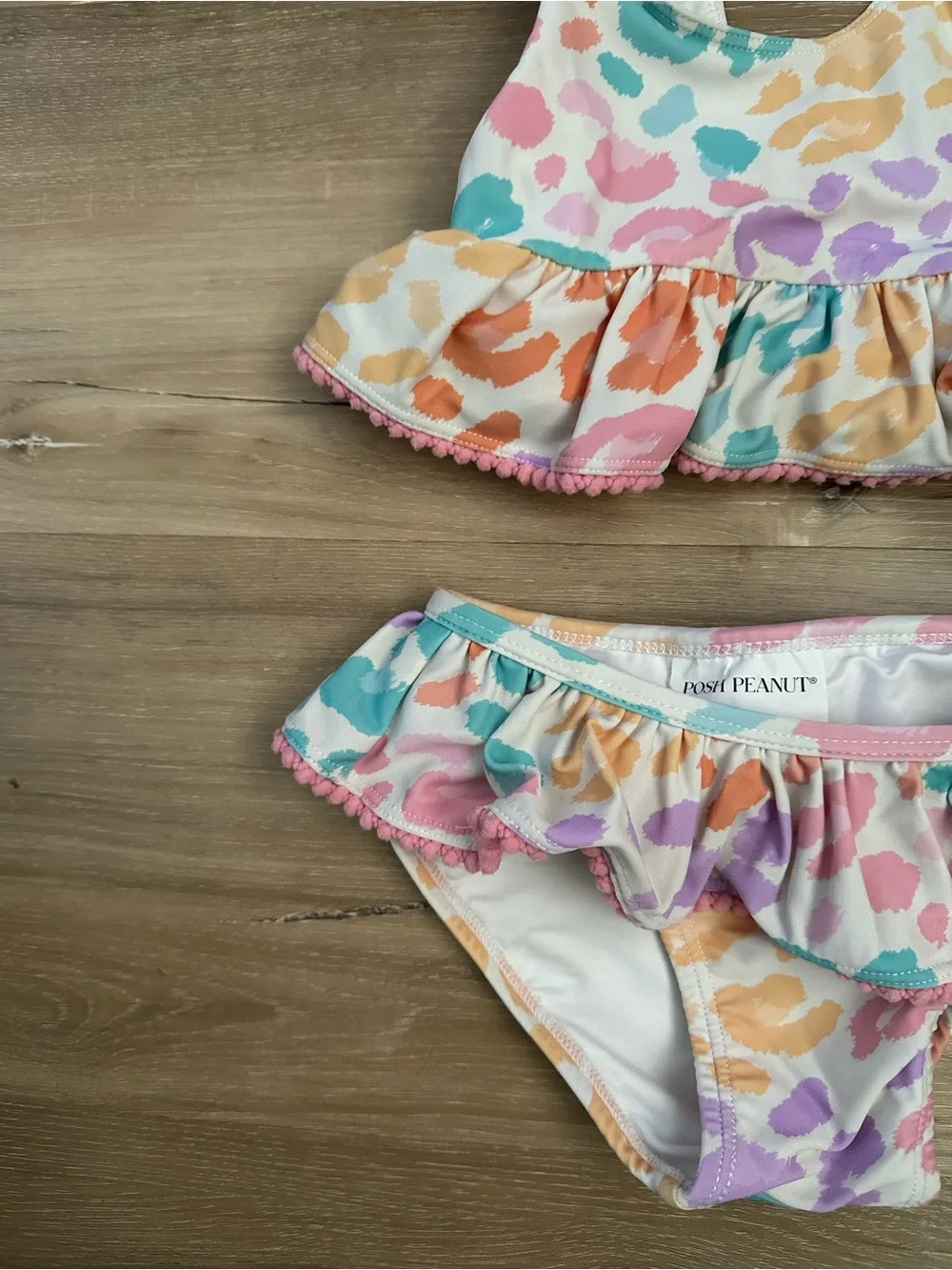 Posh Peanut Rainbow Leopard Cheetah Print Ruffle Bikini - Picture 2 of 5